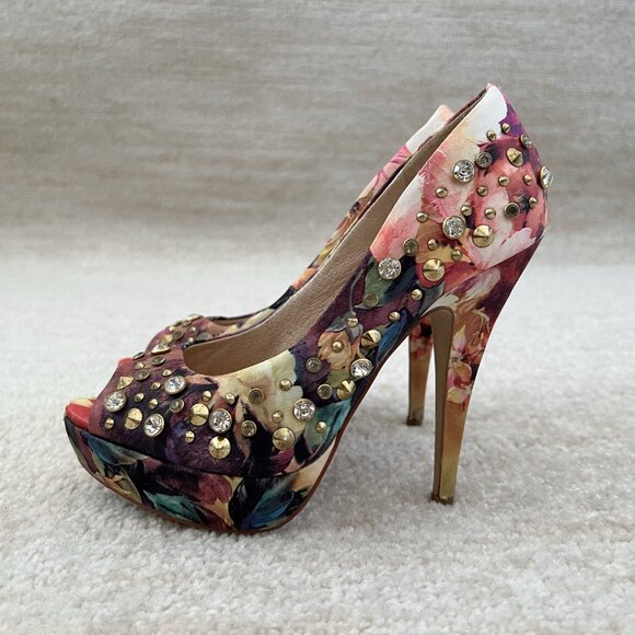 Aldo Greysen Studded Platform Peep Toe Heels Shoes 6 - Picture 1 of 10